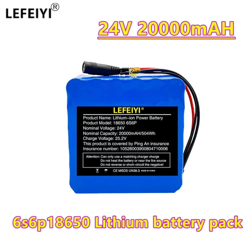 

6S6P 24V 20Ah 25.2V Lithium Battery Pack Batteries for Electric Motor Bicycle Ebike Scooter Wheelchair Cropper with BMS+Charger