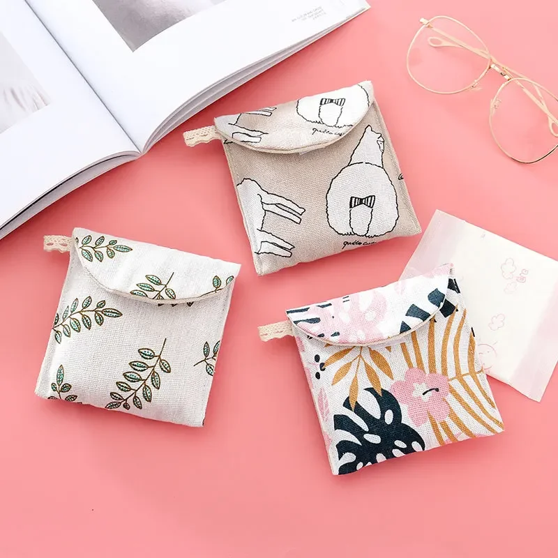 Portable Women Cosmetic Organizer Sanitary Napkin Storage Bag Girls Ladies Cute Coin Card Sanitary Pad Pouch Small Cosmetic Bag 4