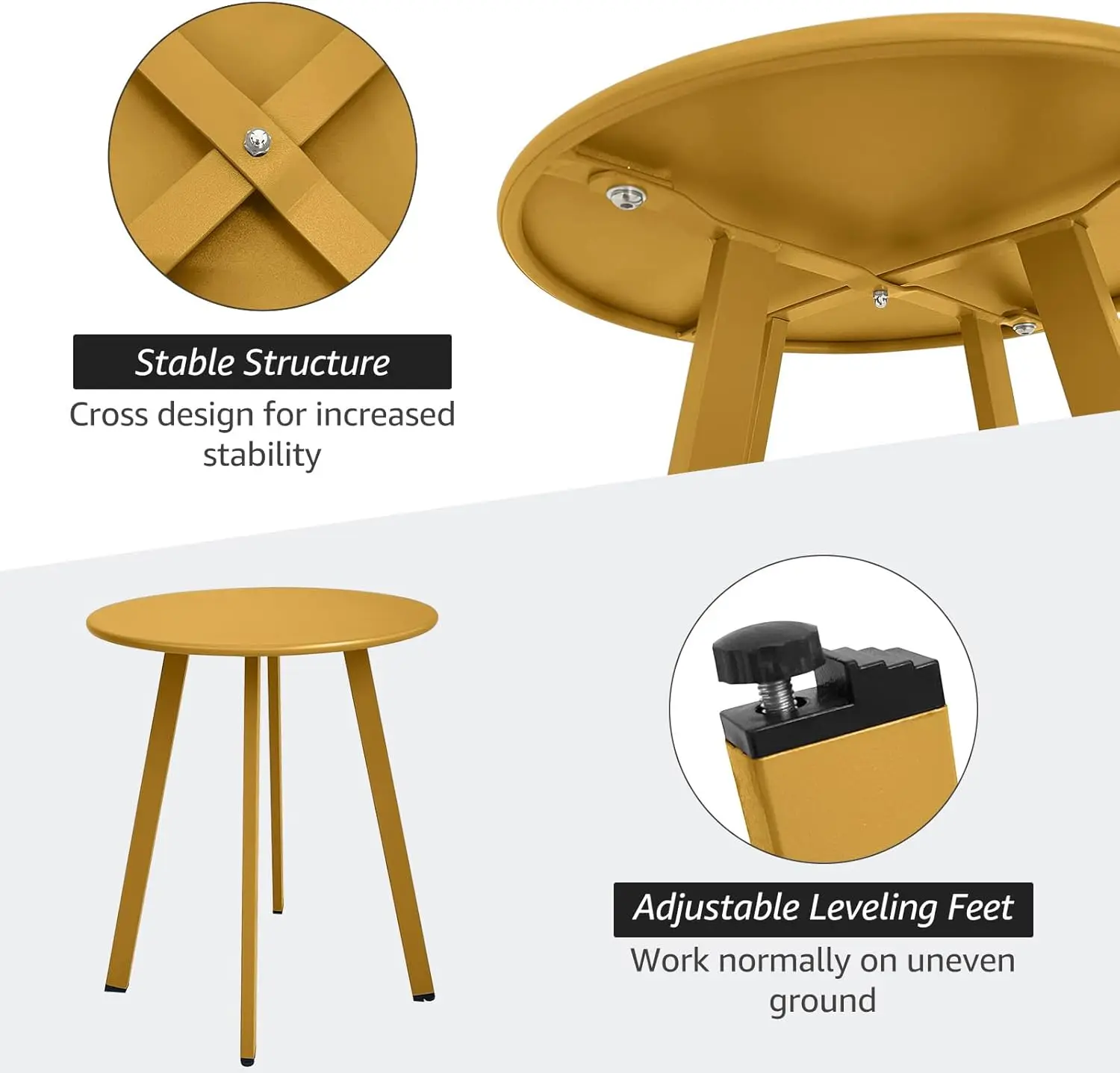 Side Table Outdoor Indoor Round Metal Steel Small Side Table, Waterproof End Table for Garden Balcony Yard 5