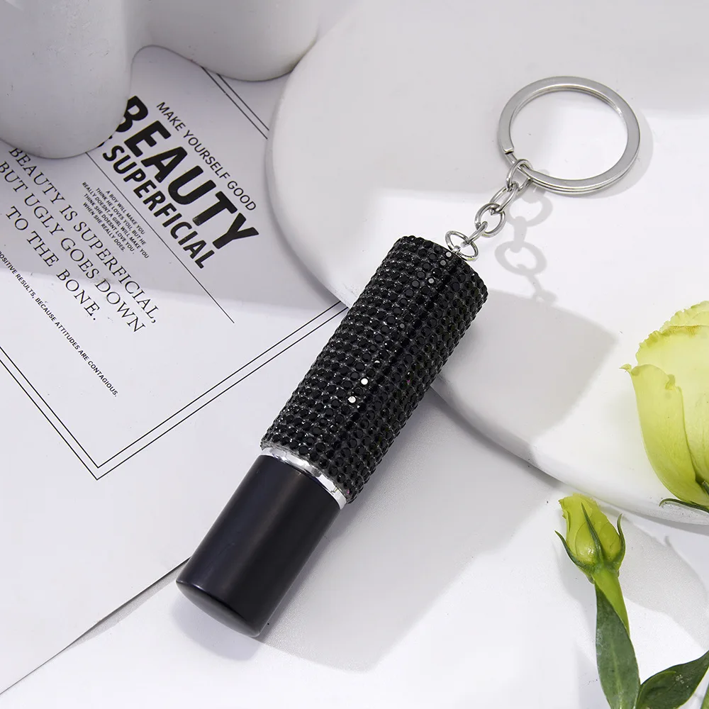 Rhinestone Refillable Portable Perfume Keychain with Mini Spray Bottle