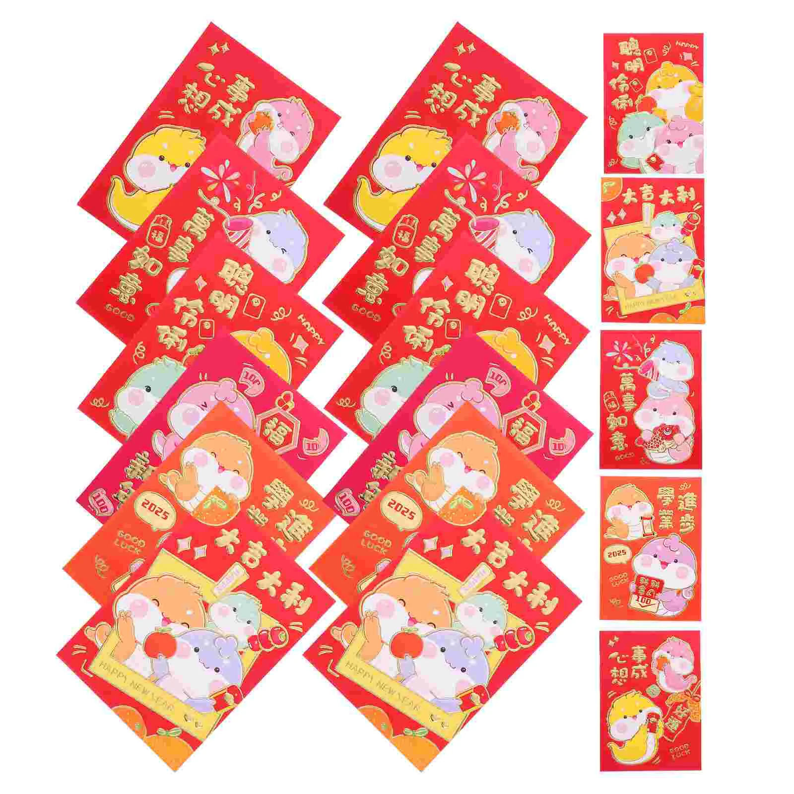 60 Pcs Cartoon Snake Red Envelopes Chinese New Year Lucky Money Packets Paper Envelopes
