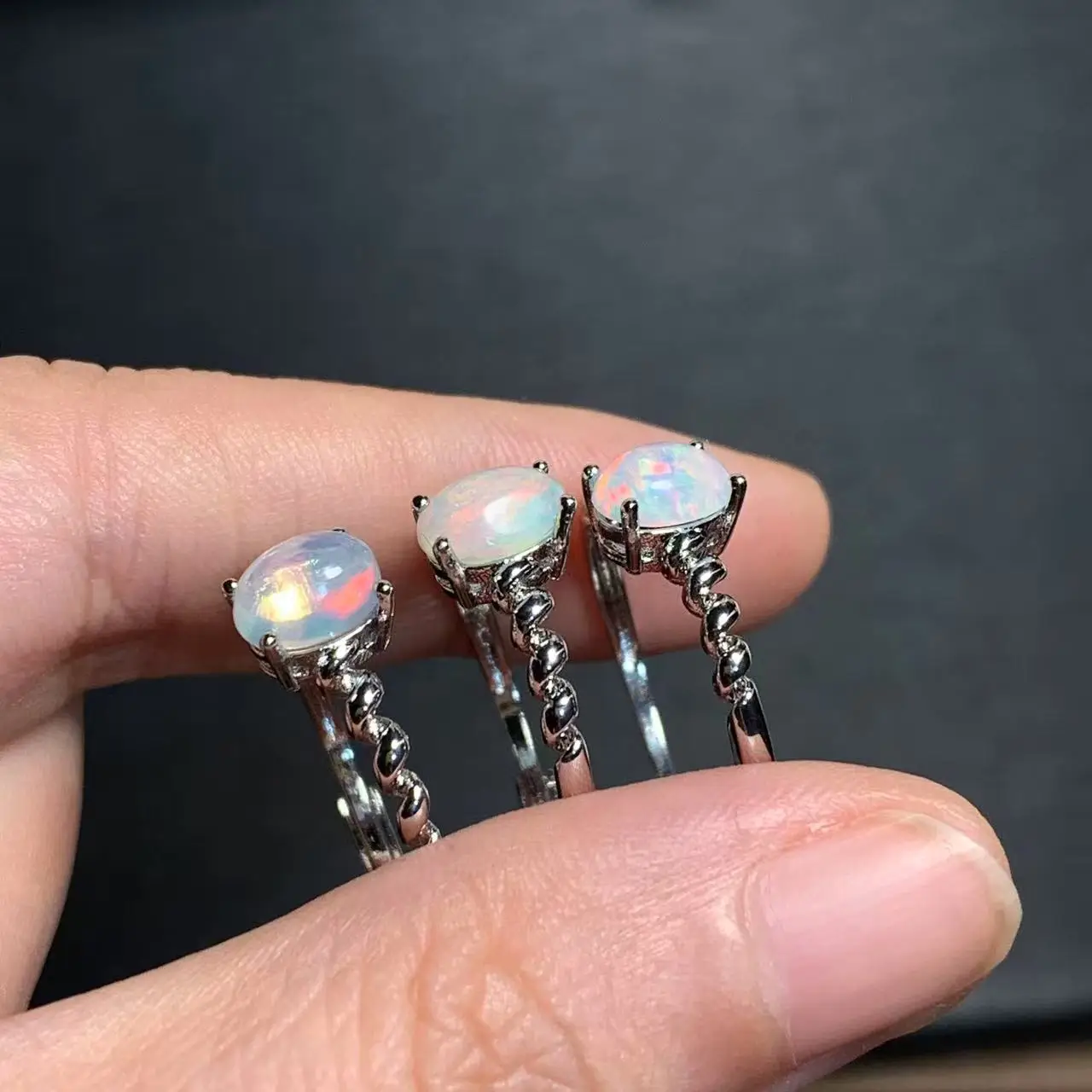 Authentic SMALL Natural Opal Ring Adjustable Female Ring Jewelry for Women Gift Wholesale High Quality Vintage Fine