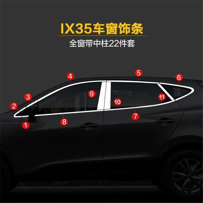 

High-quality Car styling stainless steel Strips Car Window Trim Decoration Accessories For Hyundai IX35 2010-2017