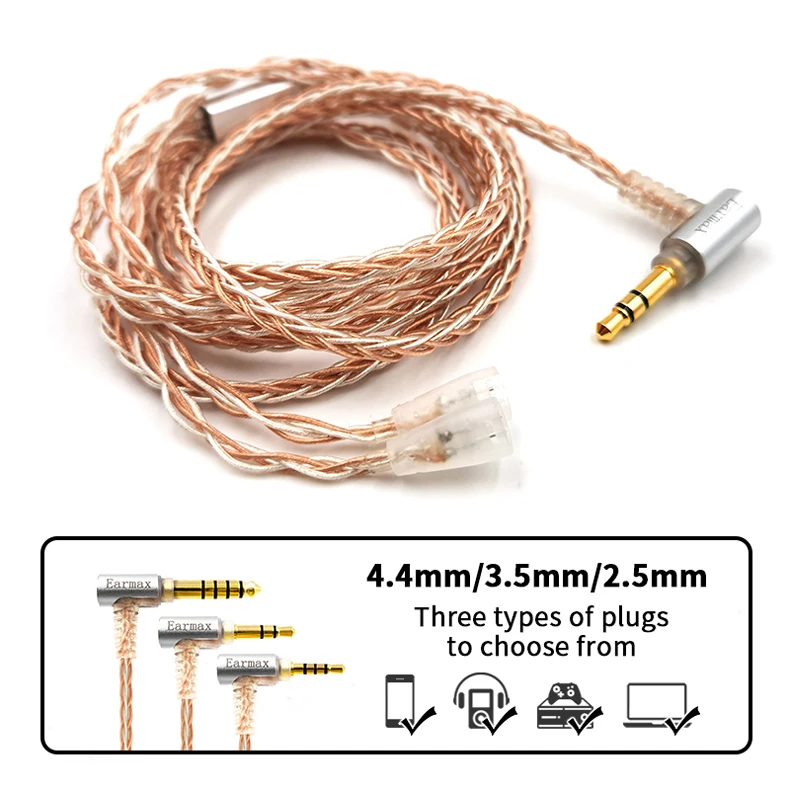 8 Core Silver Plated 2.5 3.5 4.4mm Balanced Cable To 2pin Connector Upgrade Cable For Sennheiser IE8 IE80 IE8i IE80S Earphone