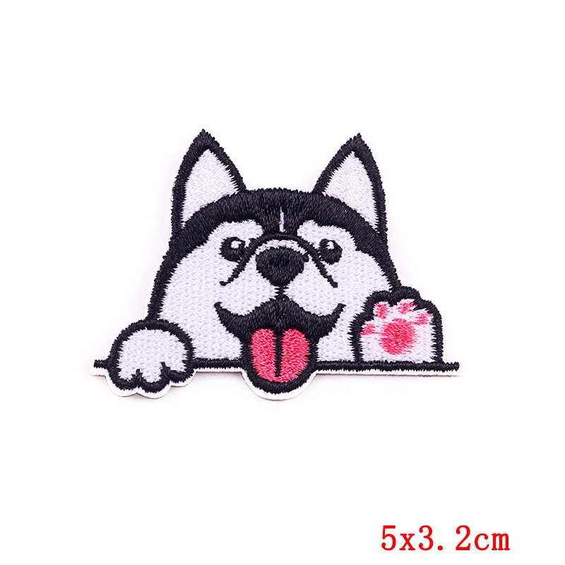 Huskies Patches, Pink Iron on Patches, Funny Patches, Dogs Patches, Embroidered Iron on/Sew on for Backpack, Hat, Jacket, Hoodie, 1 Pcs