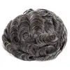 0.04-0.06mm Male Hair Prosthesis Soft Knotted Skin Toupee Men Durable Wigs 100% Human Hair System Unit Capillary Prosthesis 6