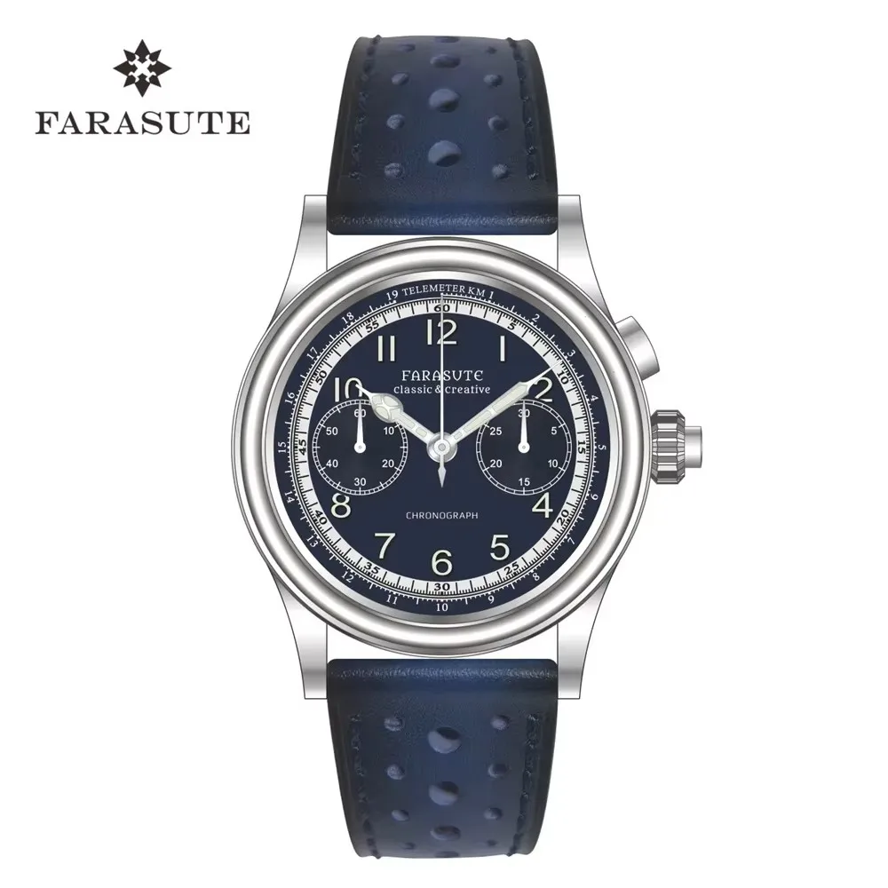 FARASUTE Casual Chronograph Mechanical Watches Men Seagull ST19 Swanneck Movement Pilot Sapphire Crystal Male Wristwatch Reloj