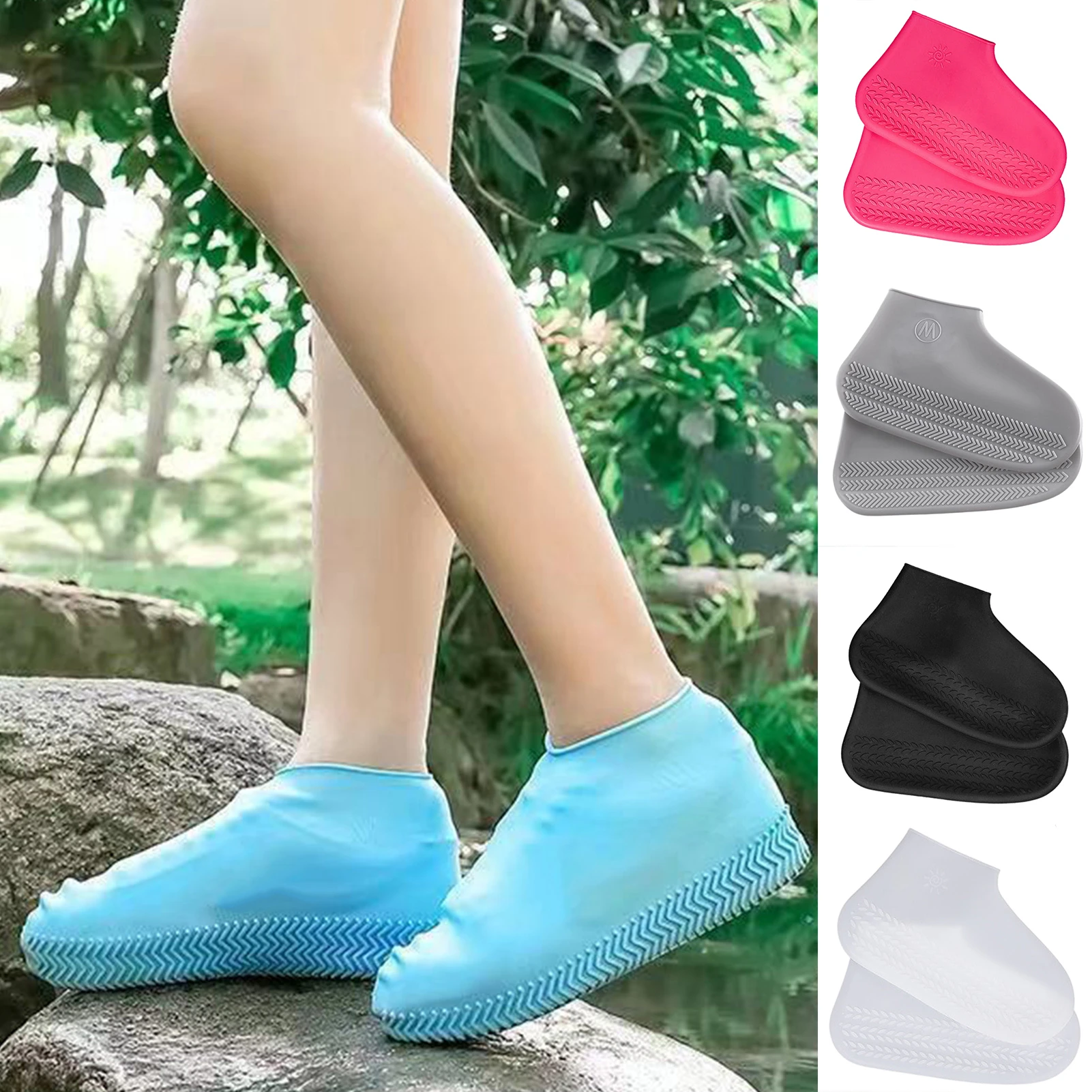 Cubiertas impermeables de silicona para zapatos, Protector antideslizante y reutilizable para de lluvia, Unisex, para interiores y exteriores| | AliExpress