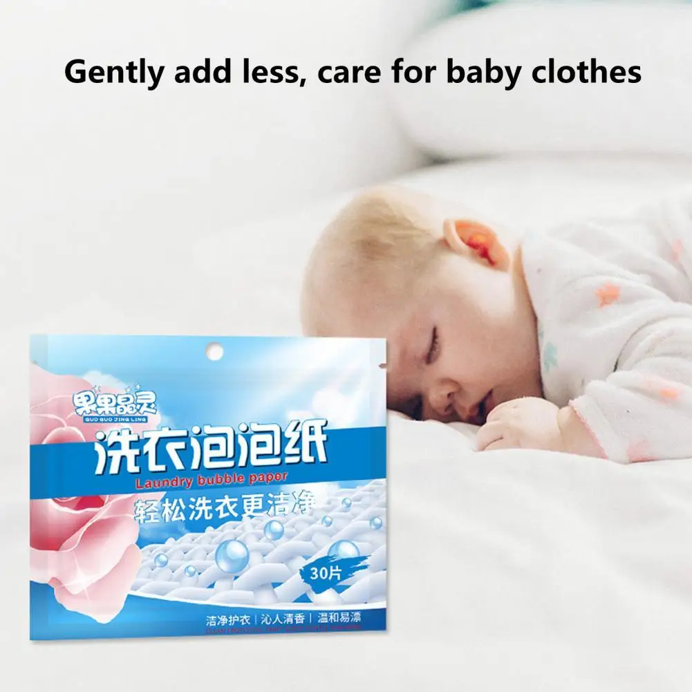 30Pcs Useful Detergent Sheet Dissolves Easily Strong Cleaning Power