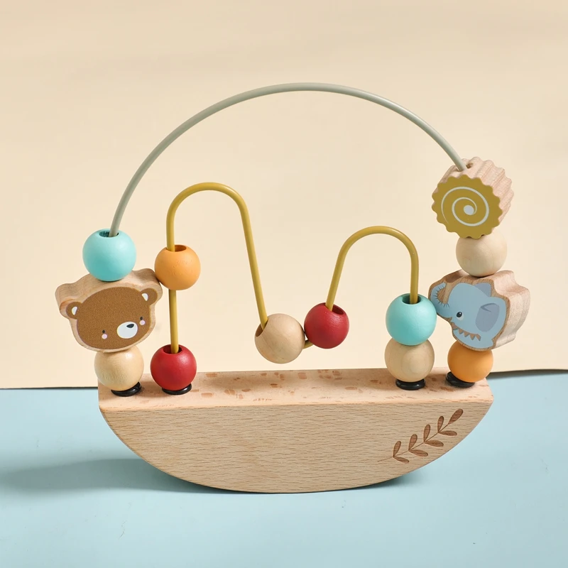 Montessori Spielzeug Holz Cartoon Tier Perlen Spiel Fördern Baby Hand-auge-koordination Spielzeug Frühen Lernen Threading Spielzeug Geschenke – Detail 21