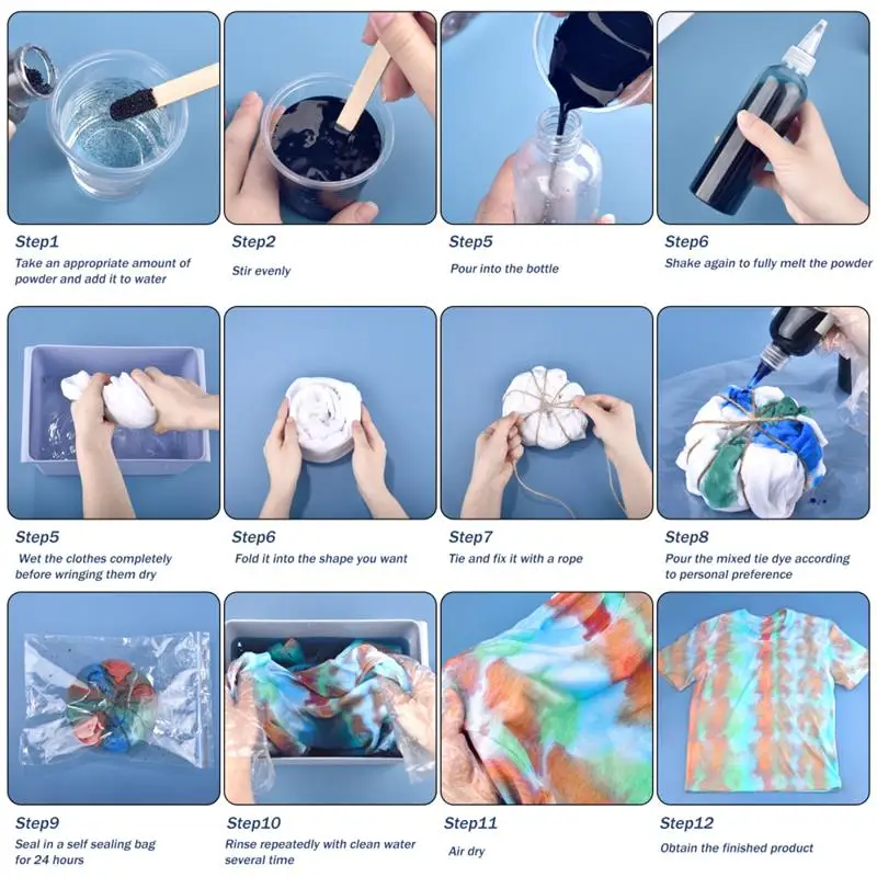 30/50 ml 24 Farben Stoff-Batikpulver, alte Kleidung, renovierte Pigmente, Farbwechsel kostenlos für Baumwoll-Nylon-Kleidung, Batikfärben – Detail 5