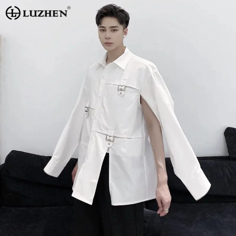 

LUZHEN Lantern Color Sleeve Cloak Shirts Design Solid Spring Men High Street Casual Tops 2024 Trendy Handsome Loose Tops 686b02