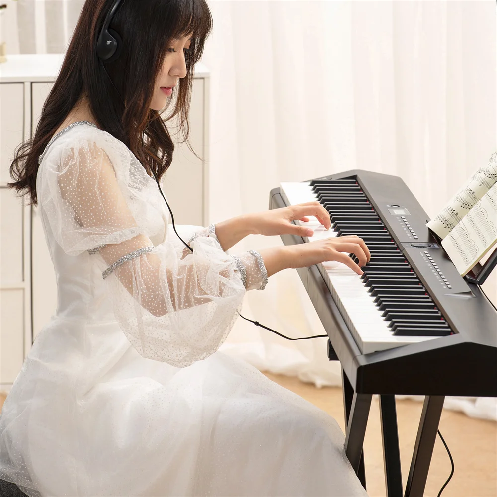 88 Key Piano with MIDI and Velocity Keyboard Instruments Plastic Keys Digital Synthesizer Music Keyboard for School