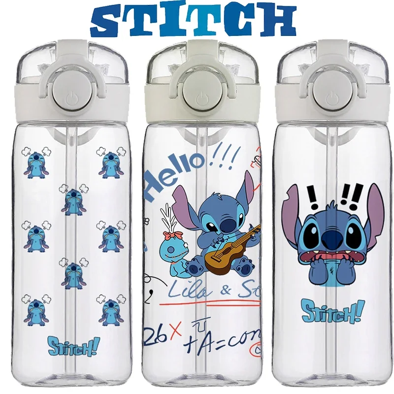 Kids Water Bottle 400ML Disney Stitch Cup Clear Plastic School Water Bottle Outdoor Sport Leak Proof Cute Water Bottle for Kids