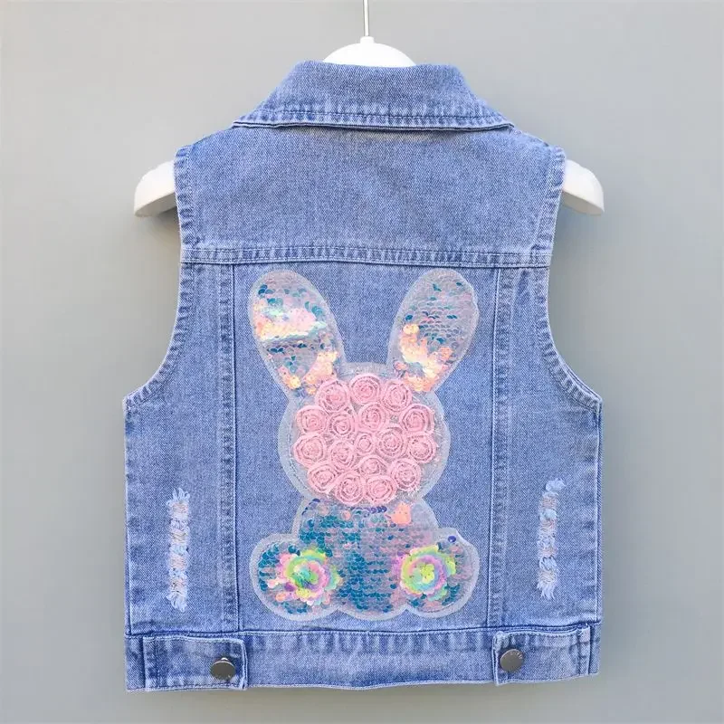 아동복 데님 조끼, 남아 여아 가디건 데님 셔츠, 한국 부티크 의류, 심플 스타일, 2024 여름