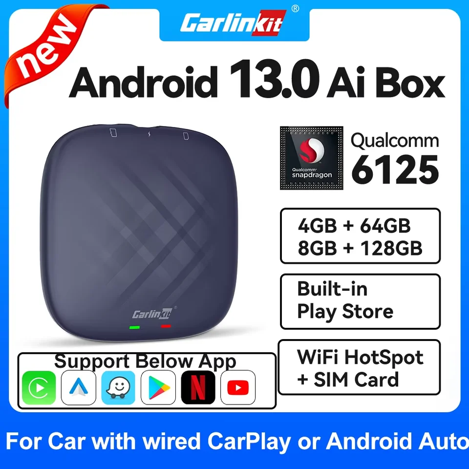 2026 NEW CarlinKit CarPlay Ai Box Qualcomm QCM6125 8-Core CPU