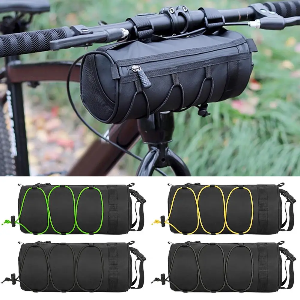 

Bike Handlebar Bag with Shoulder Strap Zipper Closure Fastener Tape Front Bicycle Pouch Mountain Bike Faux Leather Bag 자전거 용품