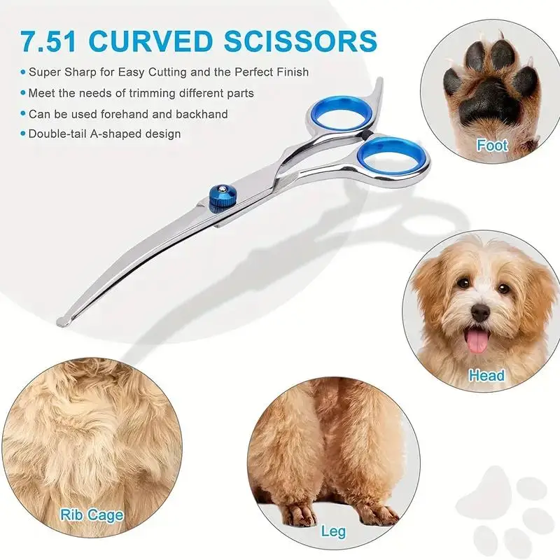 Dog Grooming Scissors Kit Premium Safety Round Tip Stainless Steel Shears For Dogs & Cats