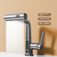 Faucet Vegetable Washing Basin Multifunctional LED Digital Display Tap Rotating Pull-out Cold and Hot Water Mixer 3