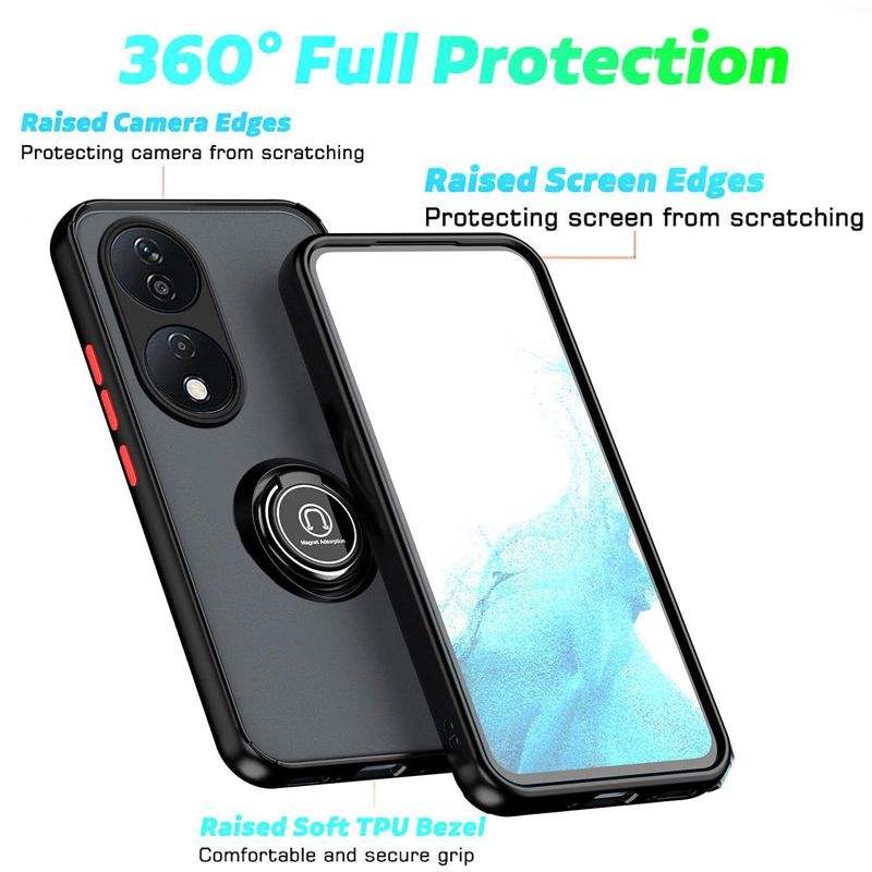 حافظة غير لامعة ل Honor ، حامل حلقي مغناطيسي ، غطاء مضاد للصدمات