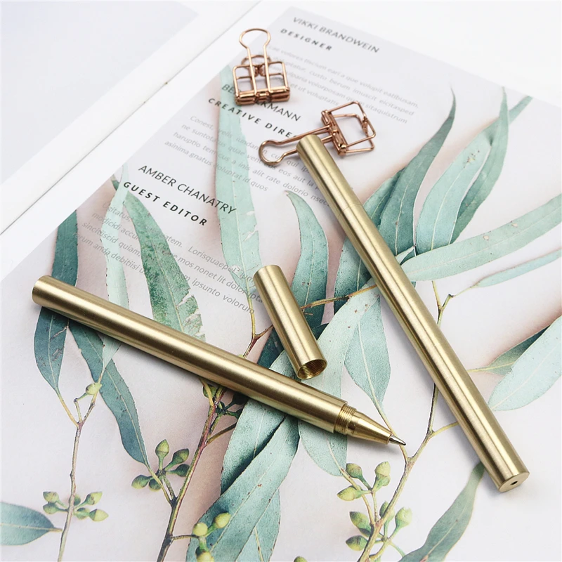 High Quality Pure Copper Gold Gel Pen custom text Classmates  colleagues  friends exclusive gift pen free refill