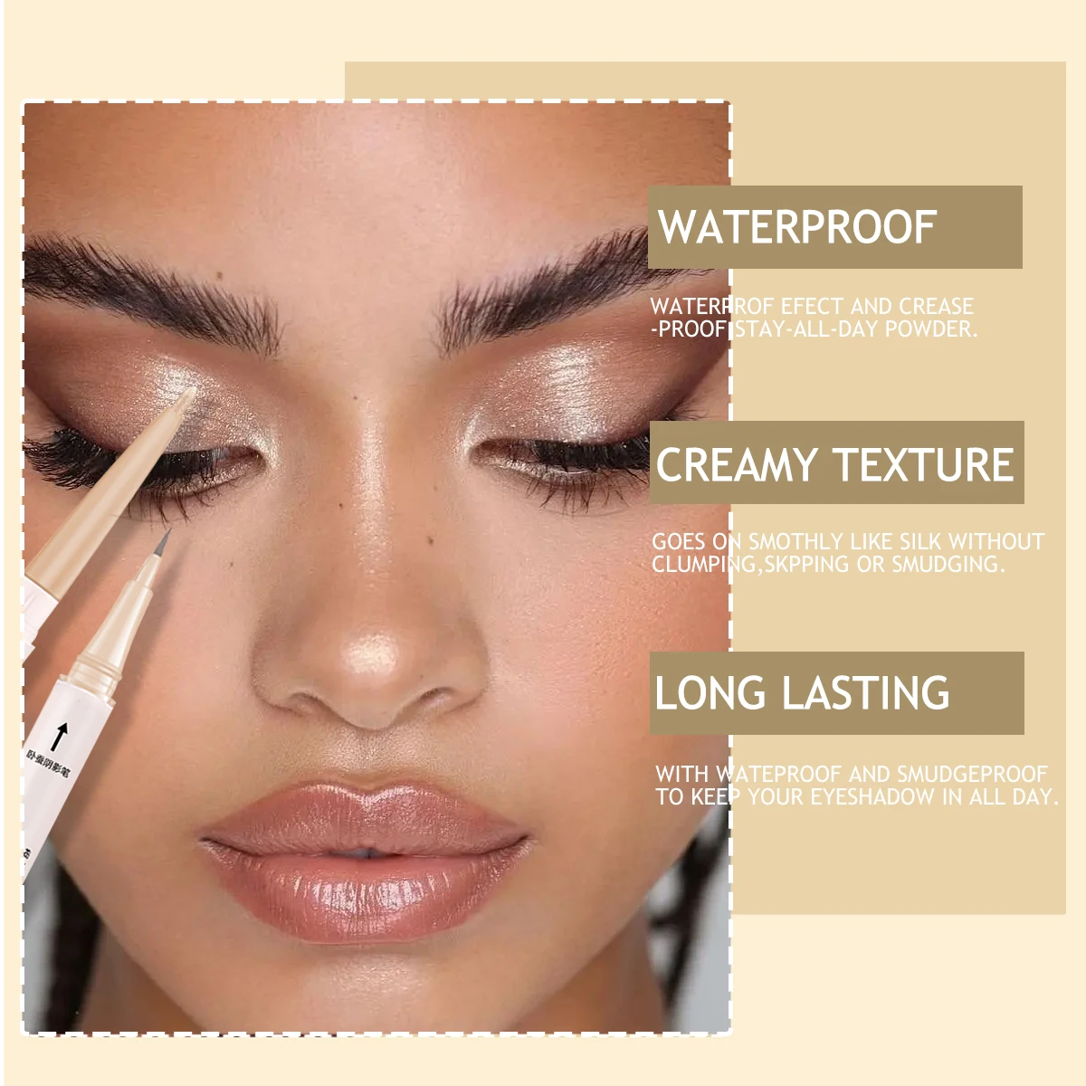Eyeshadow Brush Double-ended Horizontal High-shine Fine Highlighting Touch-up Makeup