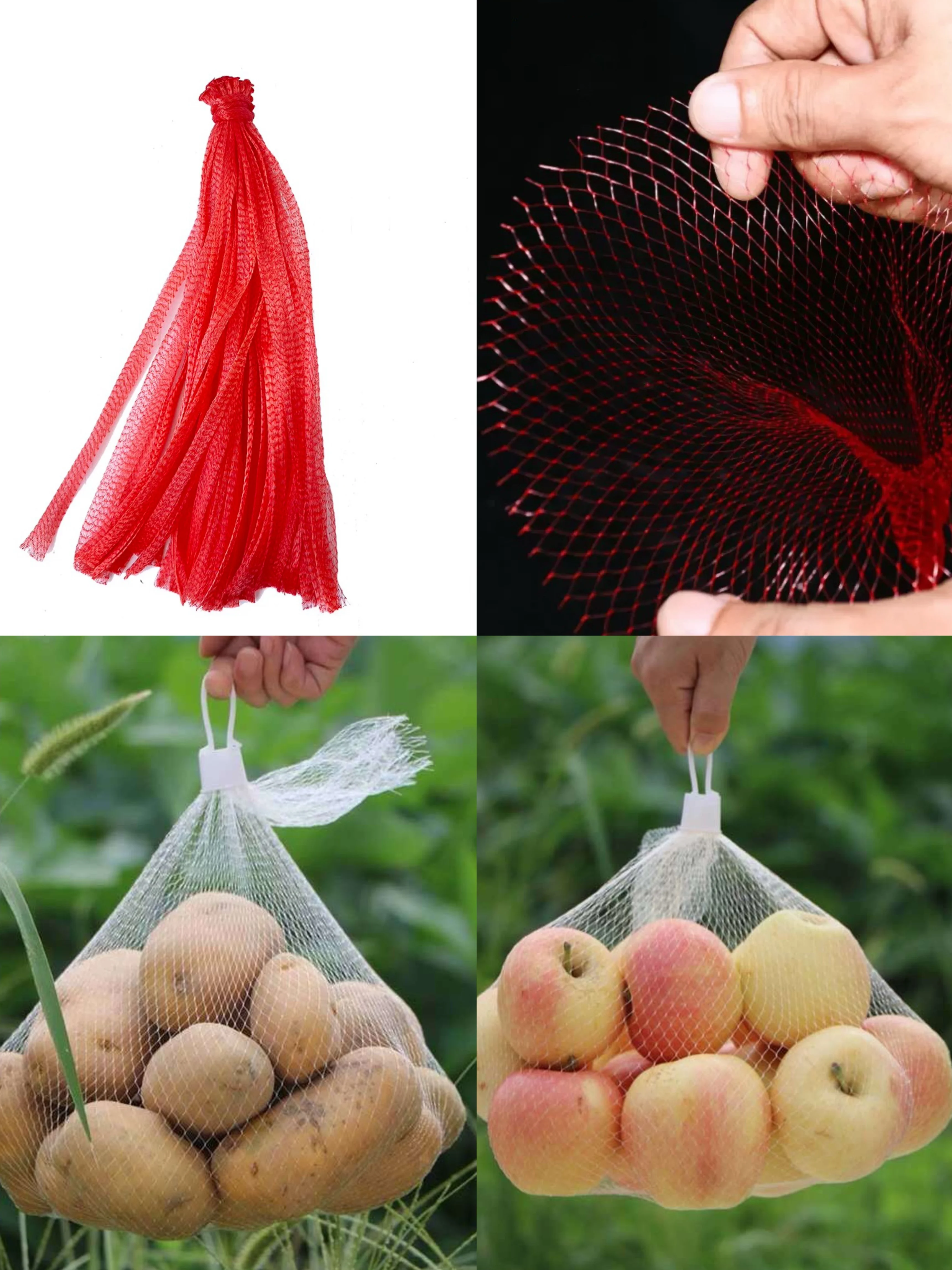100PCS Plastic Net Mesh Bag for Fruit Vegetable Seafood Grocery Pack Net Pouch Reusable Nylon Mesh Produce Bags Onion Bags 4