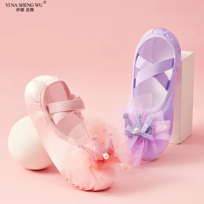 Ballet Shoes Crown Dance Shoes For Children's Ballet Latin Dance Soft Sole Slippers Training Shoes