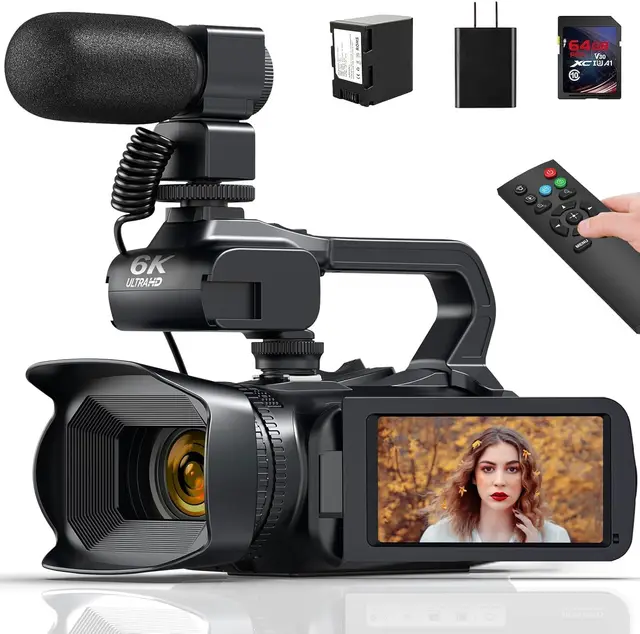 64MP 4K Camcorder 4.0 Inch 270° Rotate Touch Screen 18X 4K UHD Professional Digital Video Camera Youtube Livestream Wifi Webcam