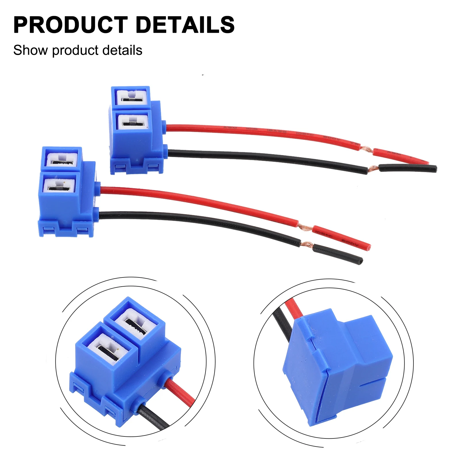 

2pcs H7 Car Halogen Bulb Socket Line Blue ABS 6*11*1cm Adapter Universal Cable Pre-Wired For Plug And Play Car Light Accessories