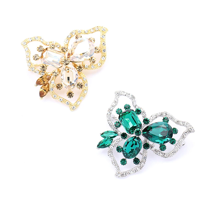 

Elegant And Generous Vintage Rhinestone Crystal Flower Brooches For Women Coat Jewelry Party Accessries Gifts