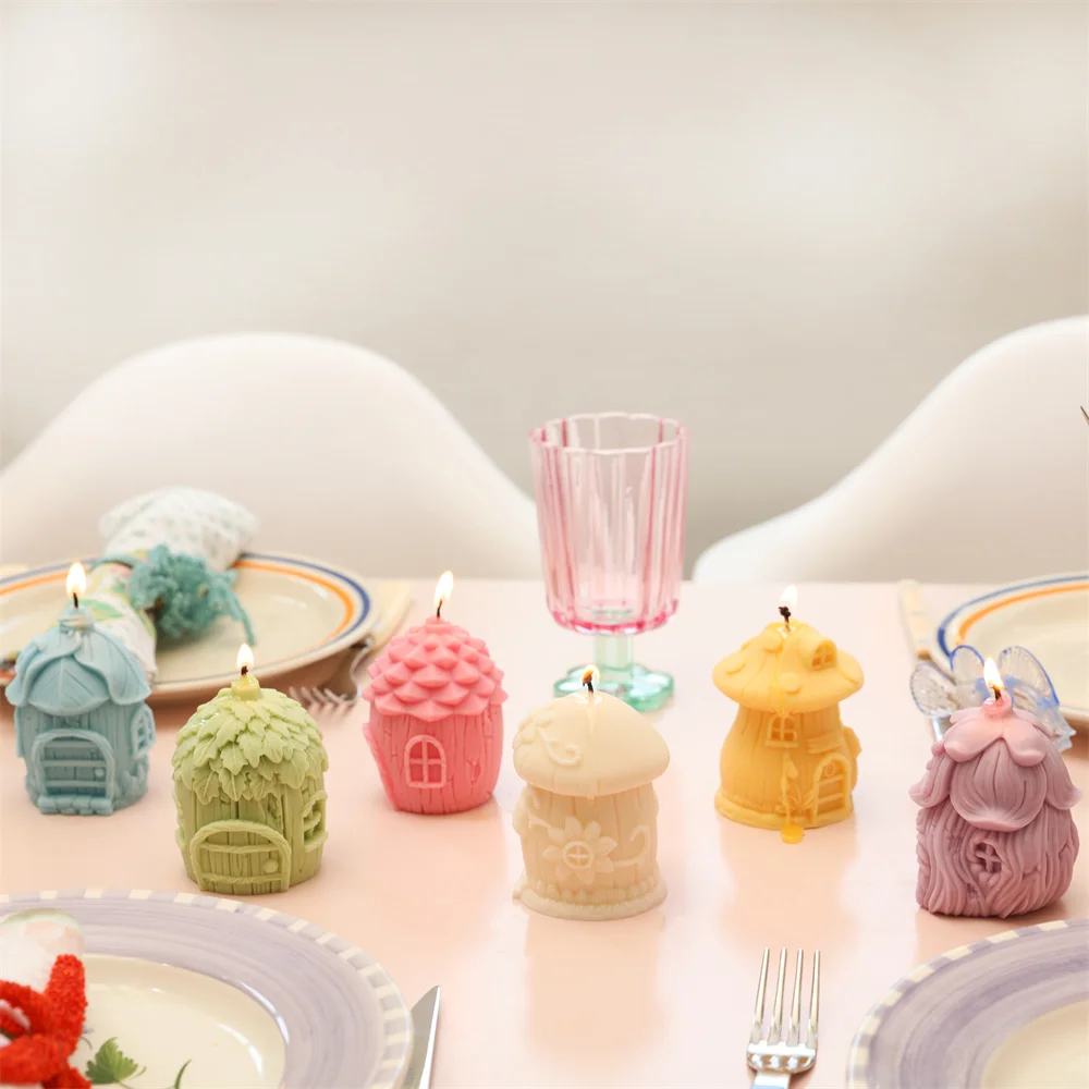 

Miniature Fairy House Candle Silicone Mold DIY Scented Aromatic Candle Making Mold Handmade Plaster Cement Mould Room Decor