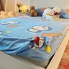 Doraemon cartoon Bed Hat sheet Thickened Flannel Cute Doraemon Bed Sheet All-inclusive Non-slip Dormitory Bedspread 3