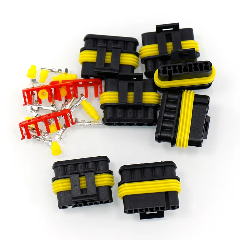 10 set Kit 1/2/3/4/5/6 pins Way AMP Super seal Waterproof Electrical Wire Connector Plug for car waterproof connecto
