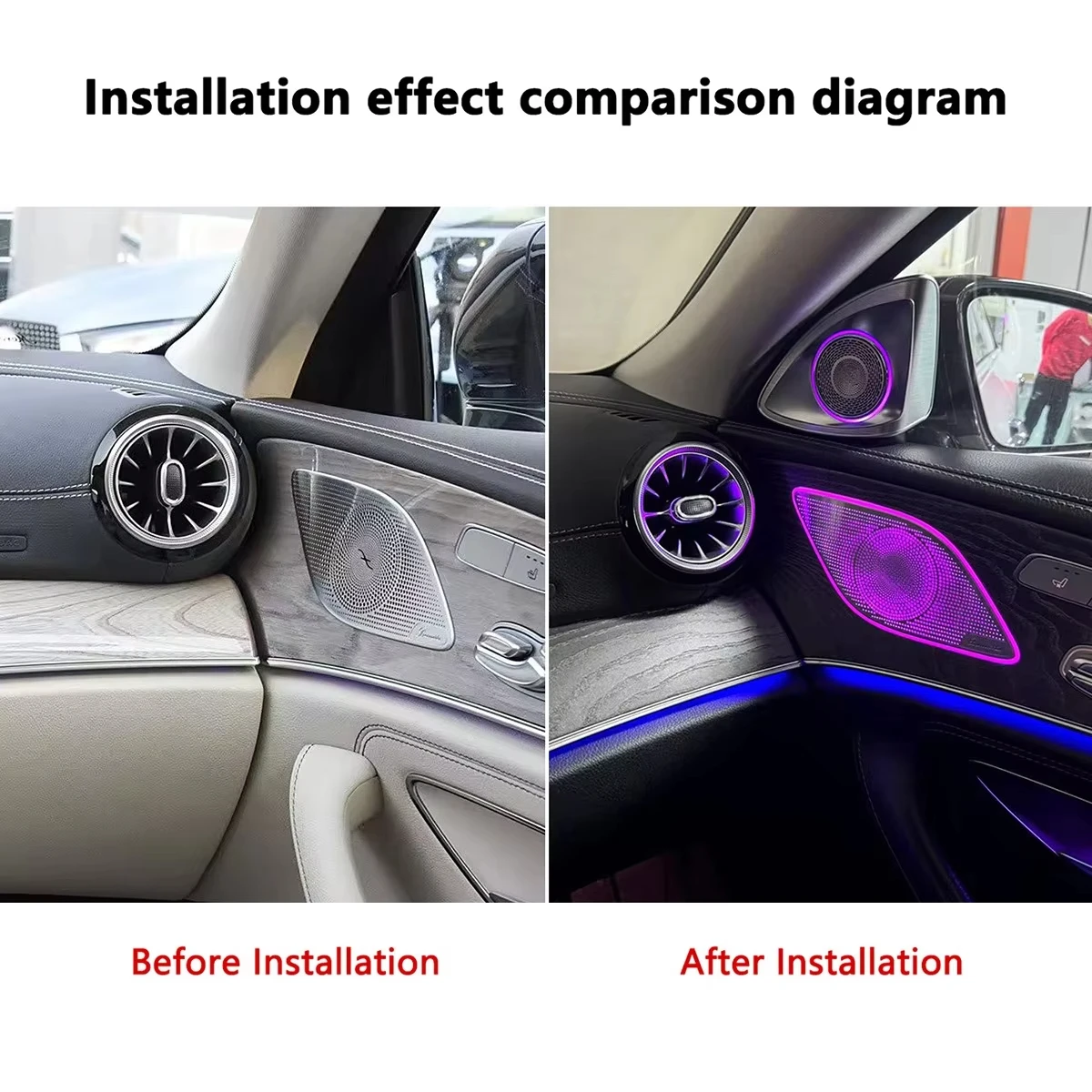 64 색상 4D 회전 트위터 주변 조명 메르세데스 벤츠 CLS 클래스 C257 W257 2018-2023 경적 수정 액세서리