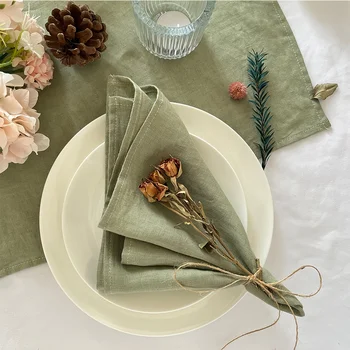 Ensemble de 6 serviettes en tissu de Table 40x40cm, napperon épais en Polyester Durable, réutilisable pour la cuisine, la salle à manger, la décoration de mariage 1