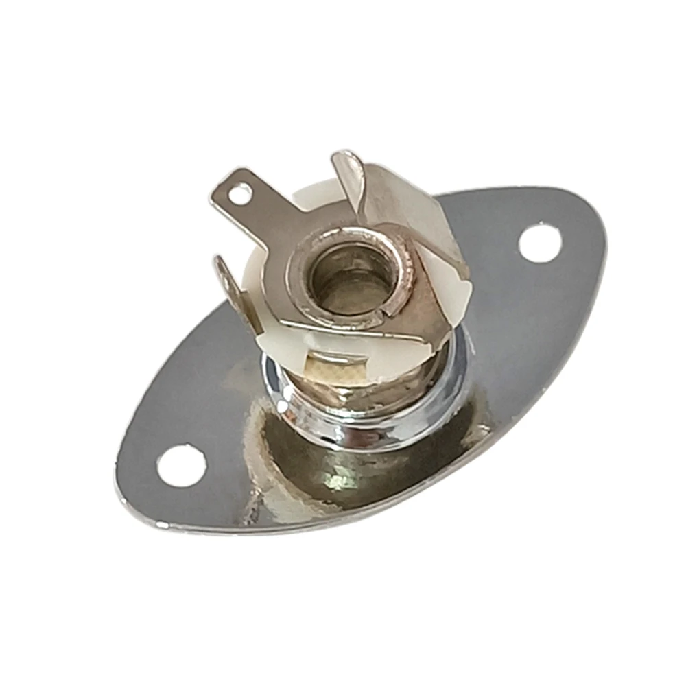 Bass-Klinkenbuchse aus Metall mit ovaler Platte, 1/4 Zoll E-Gitarren-Klinkenbuchse, enthält 2 professionelle Schrauben für TL-E-Gitarre – Detail 7