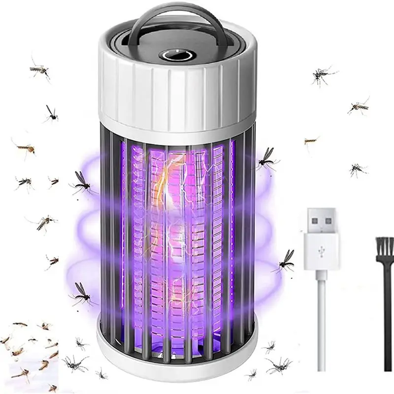 ABWR-2X 모기 램프, USB 전기 해충 퇴치기 360 ° UV 플라이 재퍼, 침실 호텔용 휴대용 벌레 퇴치 조명 실내 및 실외용