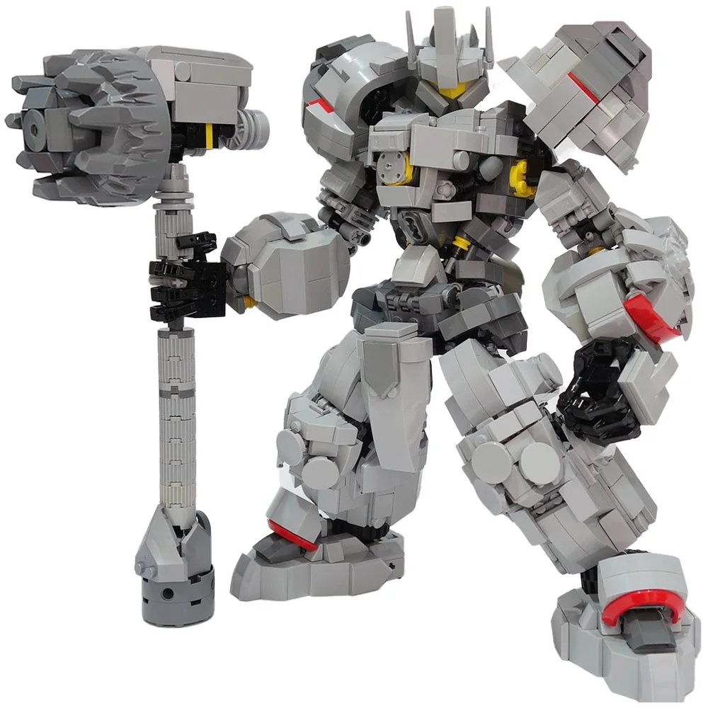 Moc Blizzard Mecha Reinhardt Tank Hero Hammer Winder Overwatch Blocks Kit Bastion White Rabbit D.Va Brick Model Toy Kid Gift