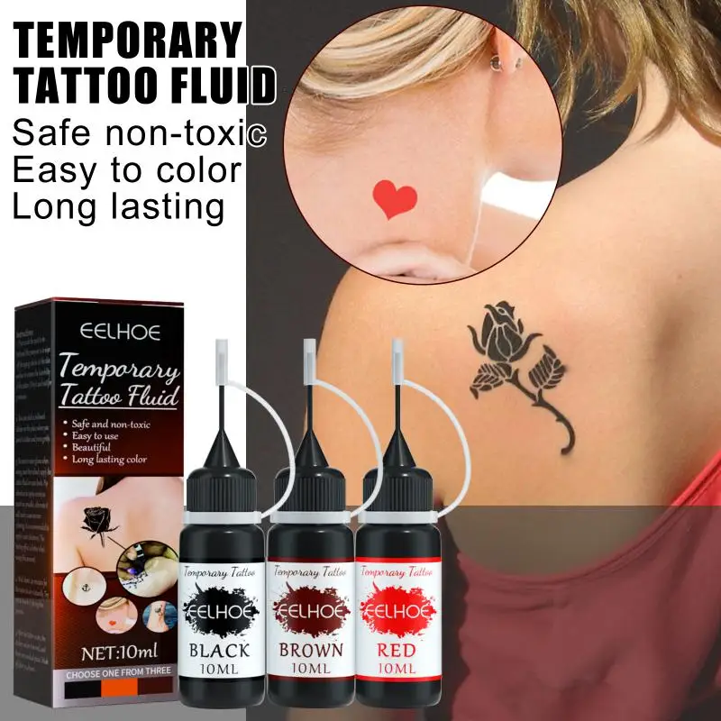 

10ml Dynamic Triple Black Pigment Tattoo Ink Temporary Tattoo Ink DIY Color Drawing Teng Henna Tattoo Set For Body Painting