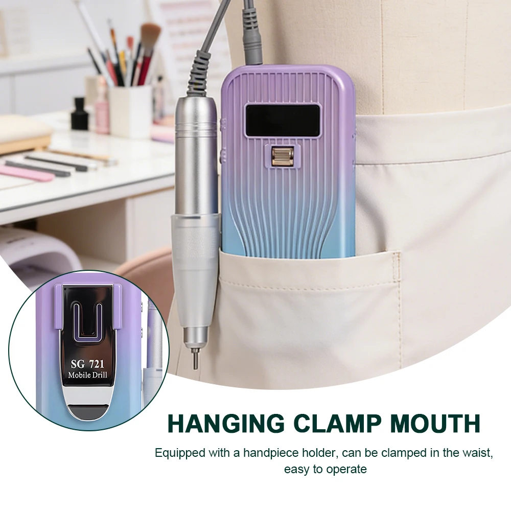 Professional Nail Dril 45000RPM Electric Nail Drill Machine Rechargeable Low Noise Nail Sander File Nail Polisher Wireless Use