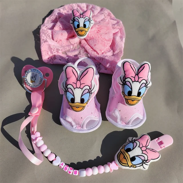 Disney Anime Summer Pink Daisy Duck Newborns Shoes Set Girl Baby Shower  Gifts for Friends Non Slip From 0 To 4 Months Toddler - AliExpress