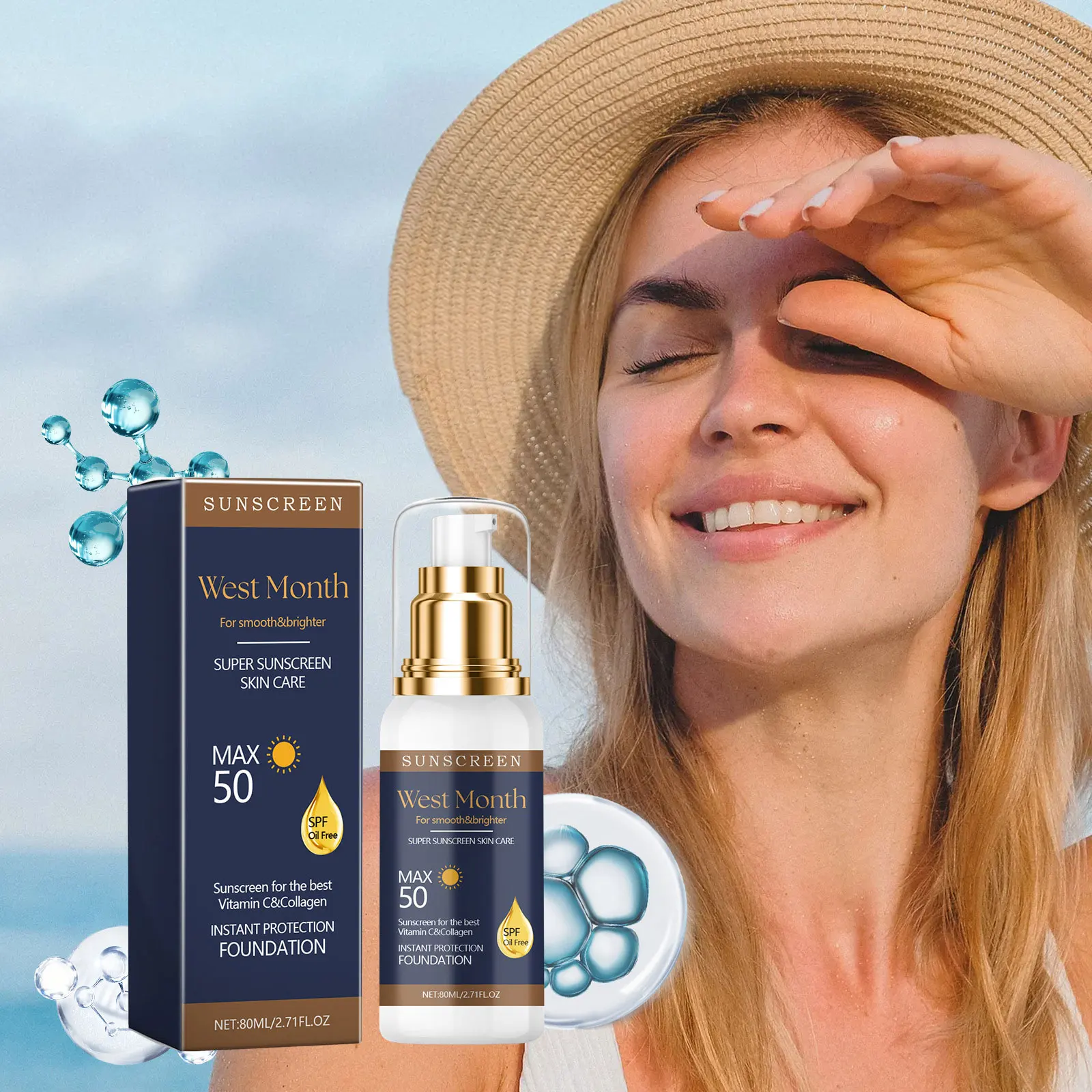 Facial Body Sunscreen Spf 50 Isolates Ultraviolet Ray Prevent Dark Spot Oil Control Refreshing Waterproof Moisturizing Sunscreen