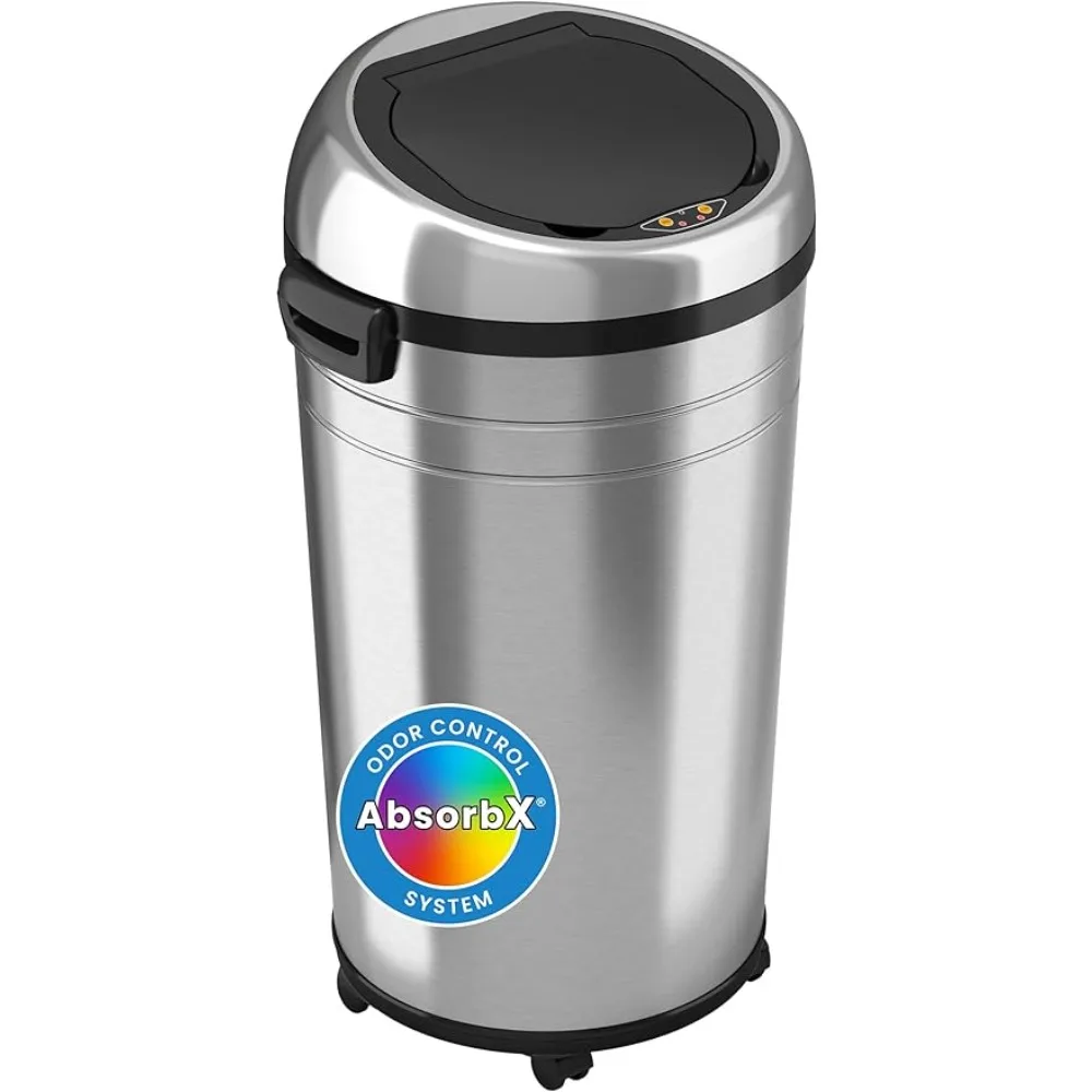 

23 Gallon Commercial Size Touchless Trash Can With AbsorbX Odor Control System Bin Stainless Steel Dustbin Household Cleaning