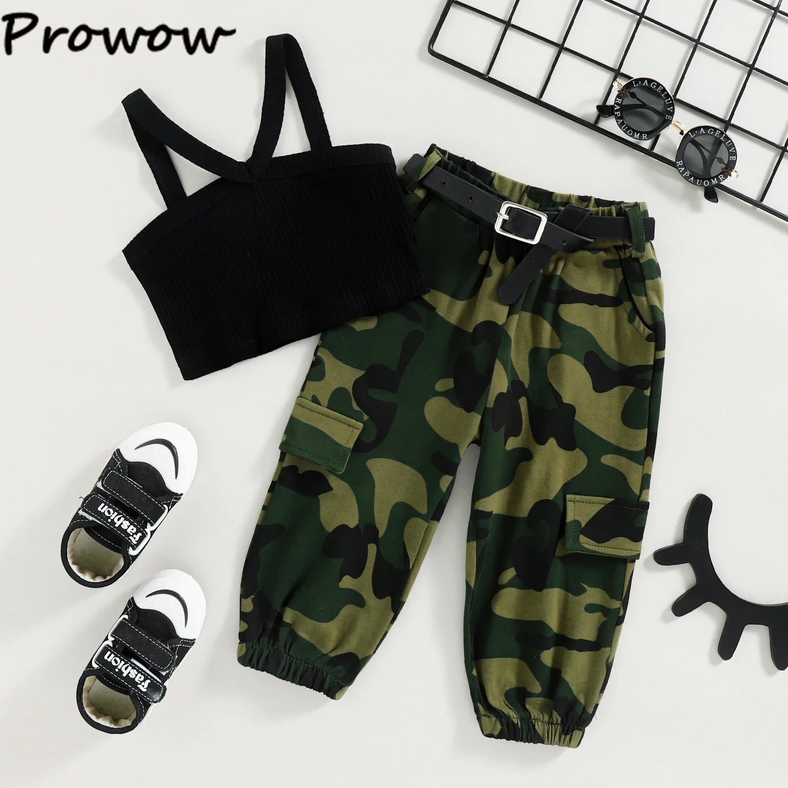 Girls Grey Camo Cargo Pant