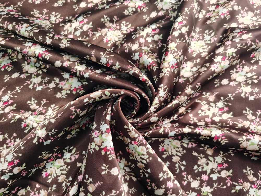 1 Meter x 1,48 Meter weicher Retro-Satin-Stoff mit Blumenmuster für Schal, Futter, Hemd, Kleid, DIY – Detail 8