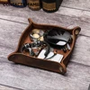 Creative Genuine Leather Valet Snap Tray Home Ofiice Desk Organizer Jewelry Pen Key Coin Desktop Storage Tray Folding Storage 1