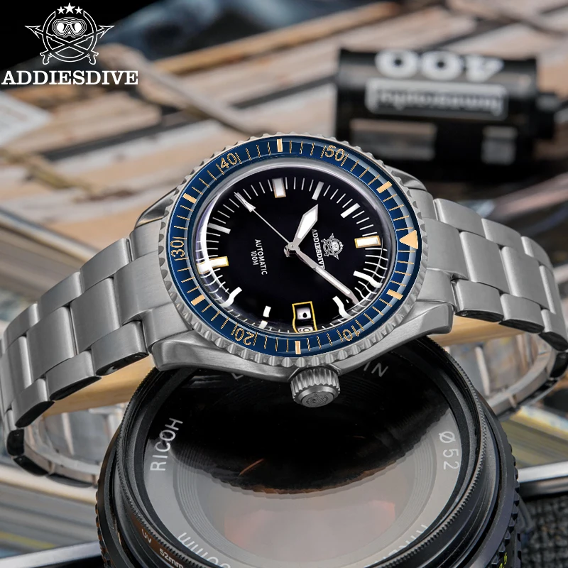 ADDIESDIVE NEW NH35A Automatic Watch Bubble Mirror Sapphire Mechanical Men's Watches Stainless Steel Luminous Diver Watch AD2058
