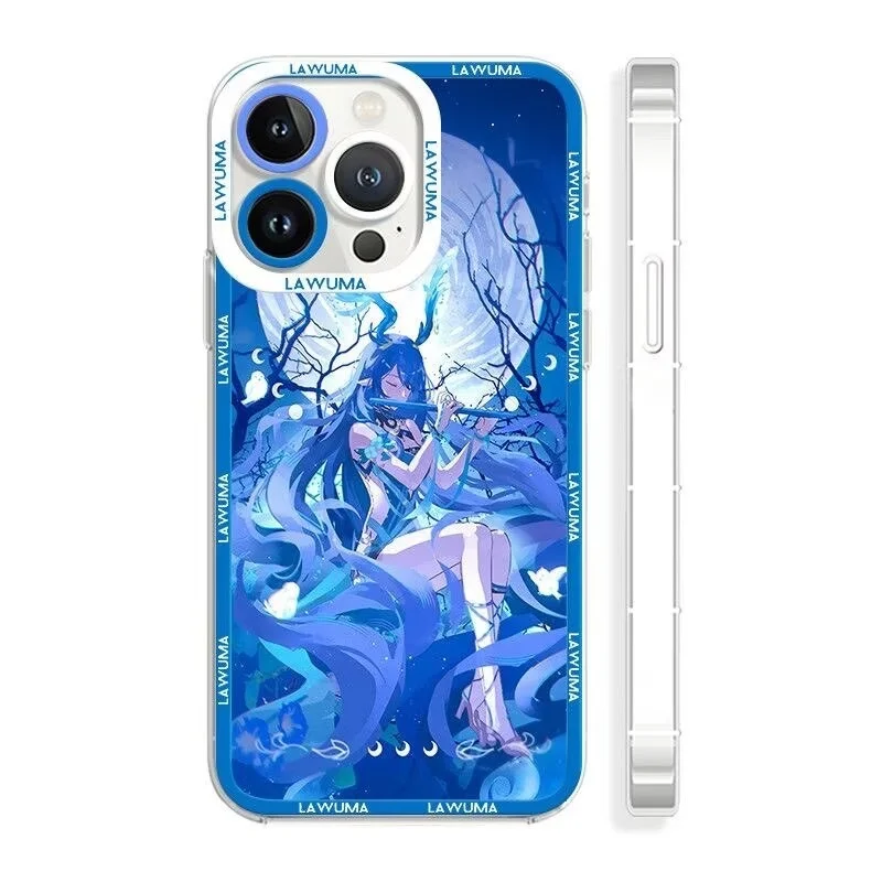 Genshin Impact Soft TPU Phone Case Featuring Xiao, Columbina, HuTao, and Furina