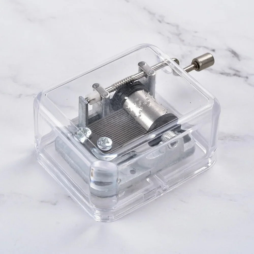 Music Box Hand Operated Acrylic Creative Crafts Ornaments Hand Movement Birthday Gifts Women Boyfriend Music Home Decoration